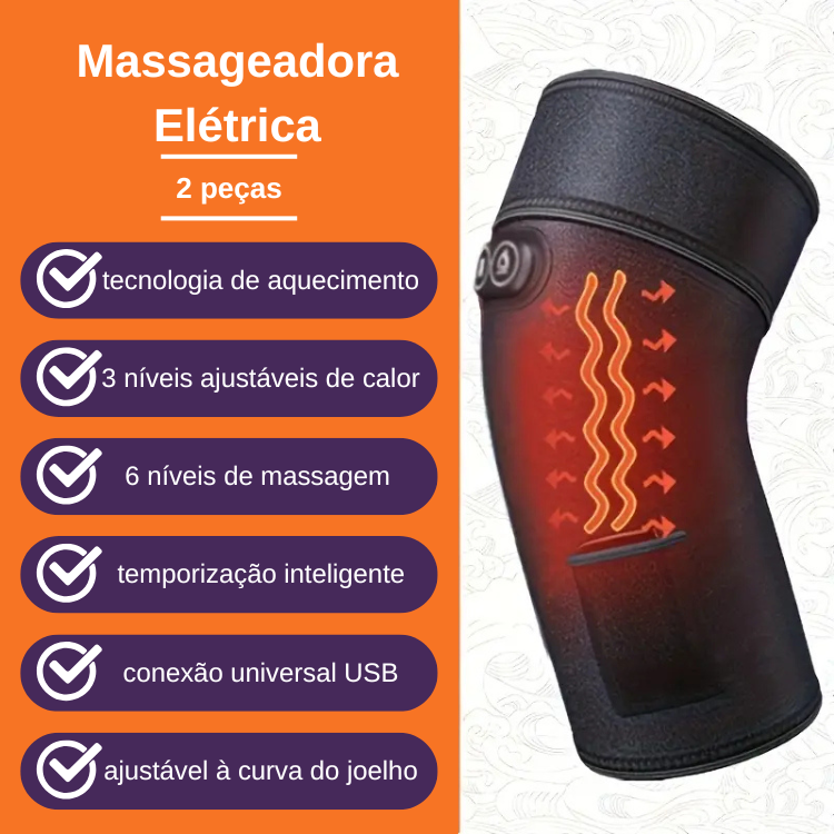 Joelheira elétrica com aquecedor, massageador por vibração, cuidados com os joelhos e compressa quente.