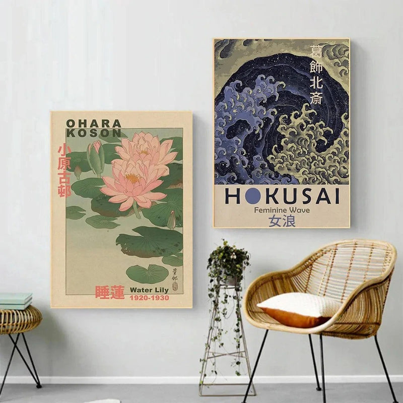 Quadros de Pinturas Japonesas, Decoração de Sala, Sem Moldura